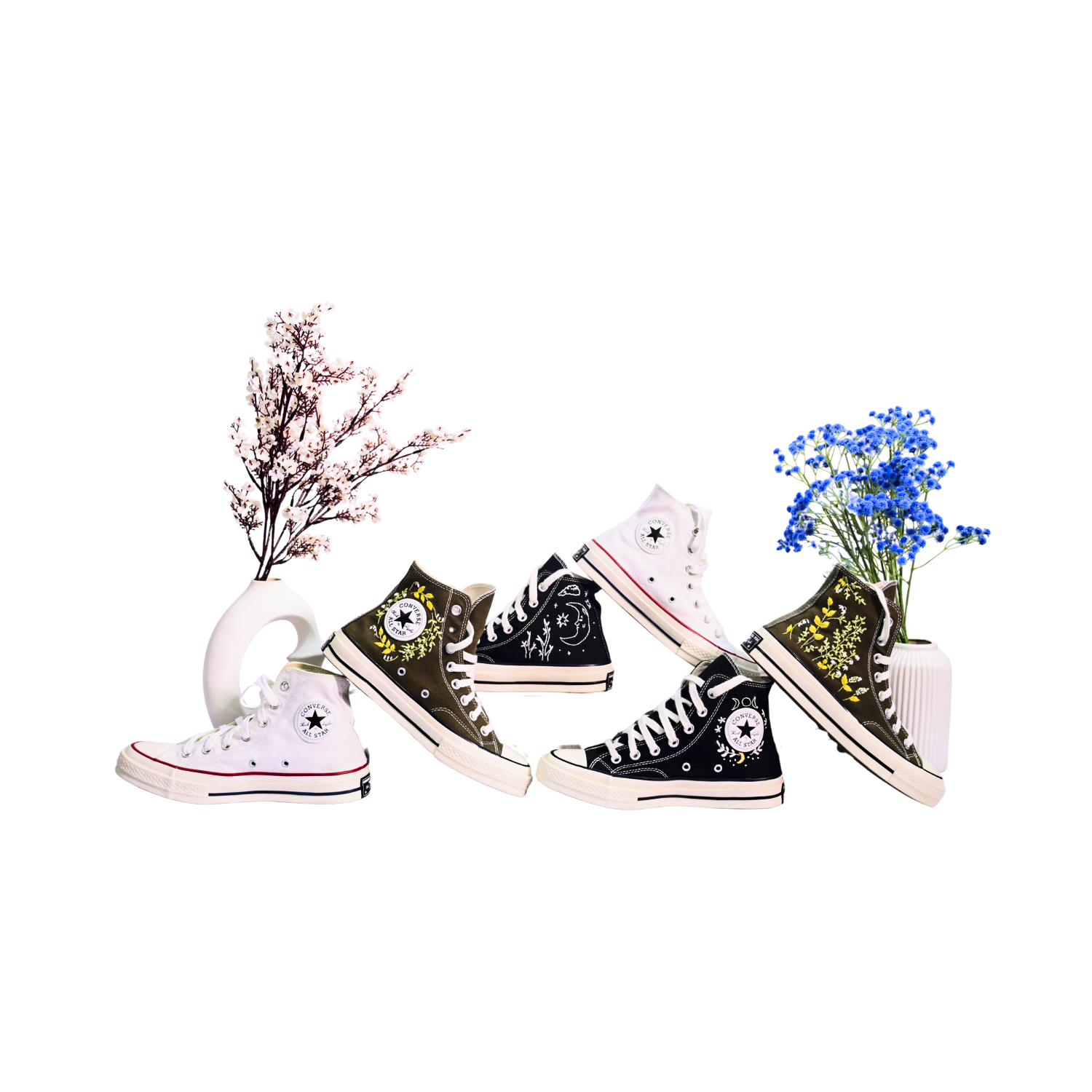 Wild Meadow — colourful wildflower embroidery on shoes