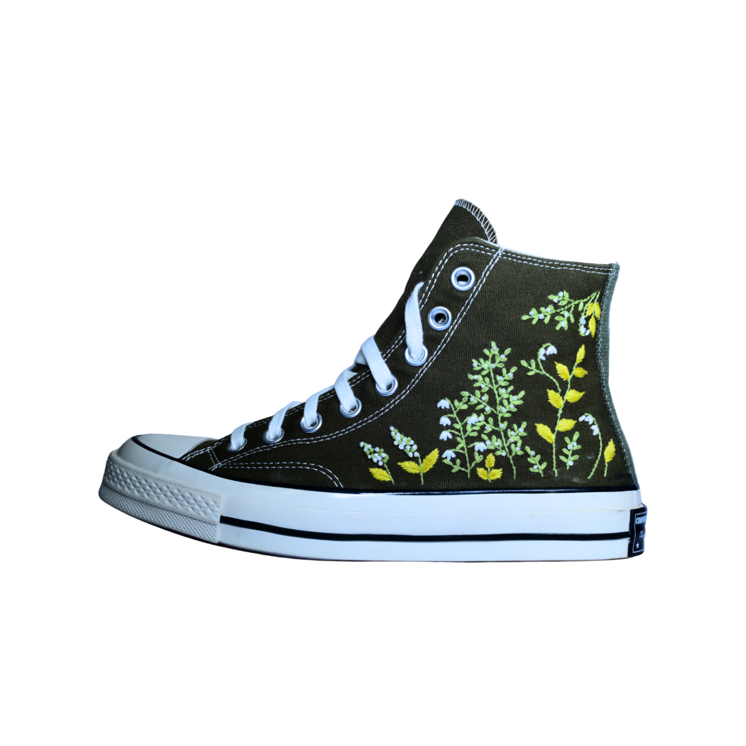 Olive Canopy – Hand-Embroidered Canvas Sneakers
