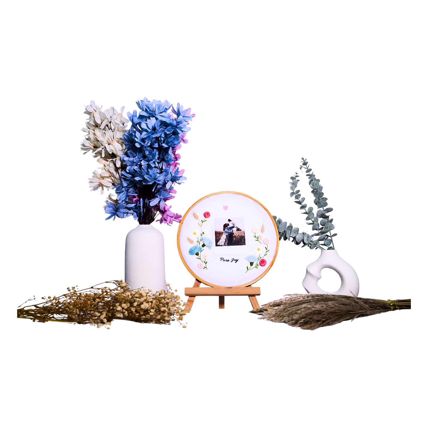 Pastel Petal Hoops — Hand-Embroidered Polaroid Keepsake