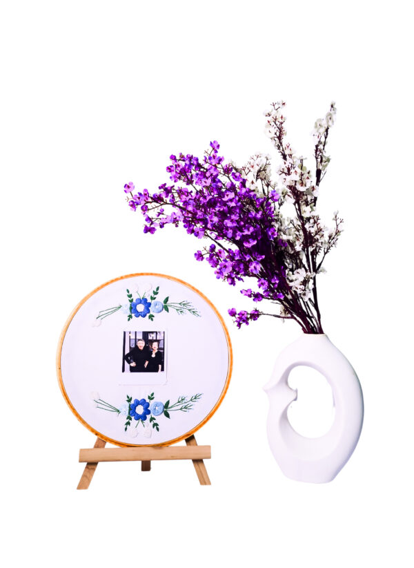 Azure Bloom — Hand-Embroidered Polaroid Keepsake