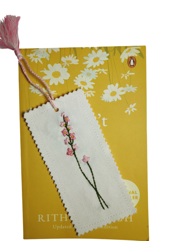 Pink Tendril — Embroidered Bookmark