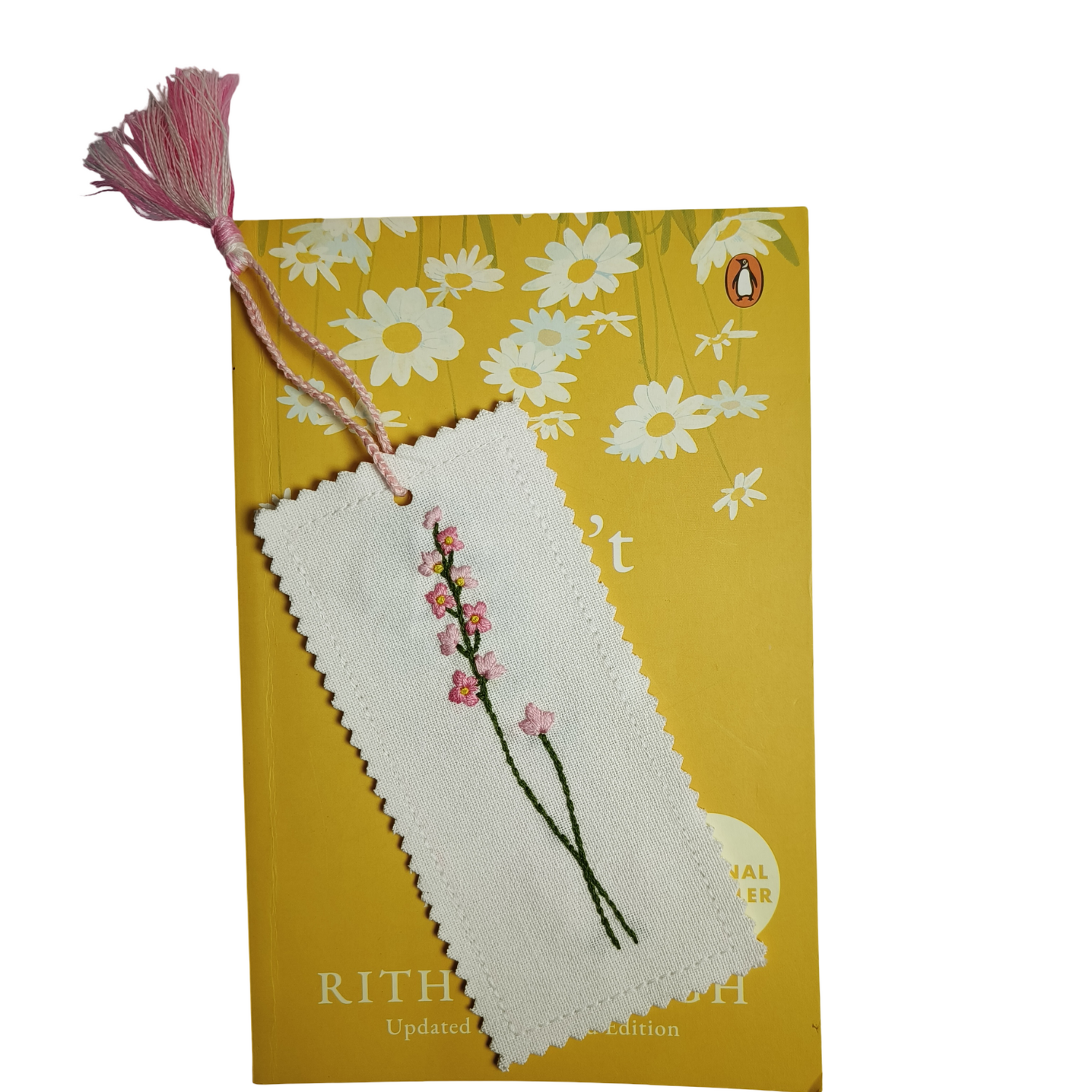 Pink Tendril — Embroidered Bookmark