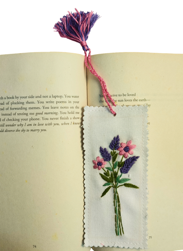 Lavender Posy — Embroidered Bookmark