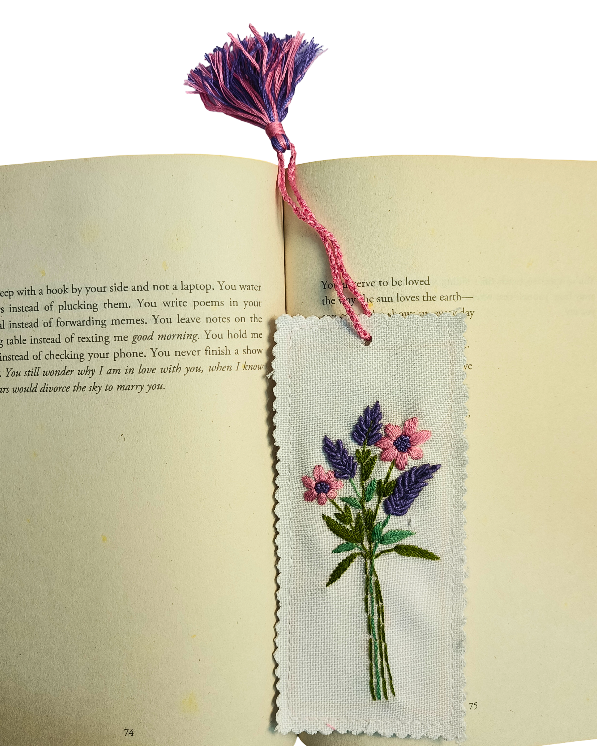 Lavender Posy — Embroidered Bookmark