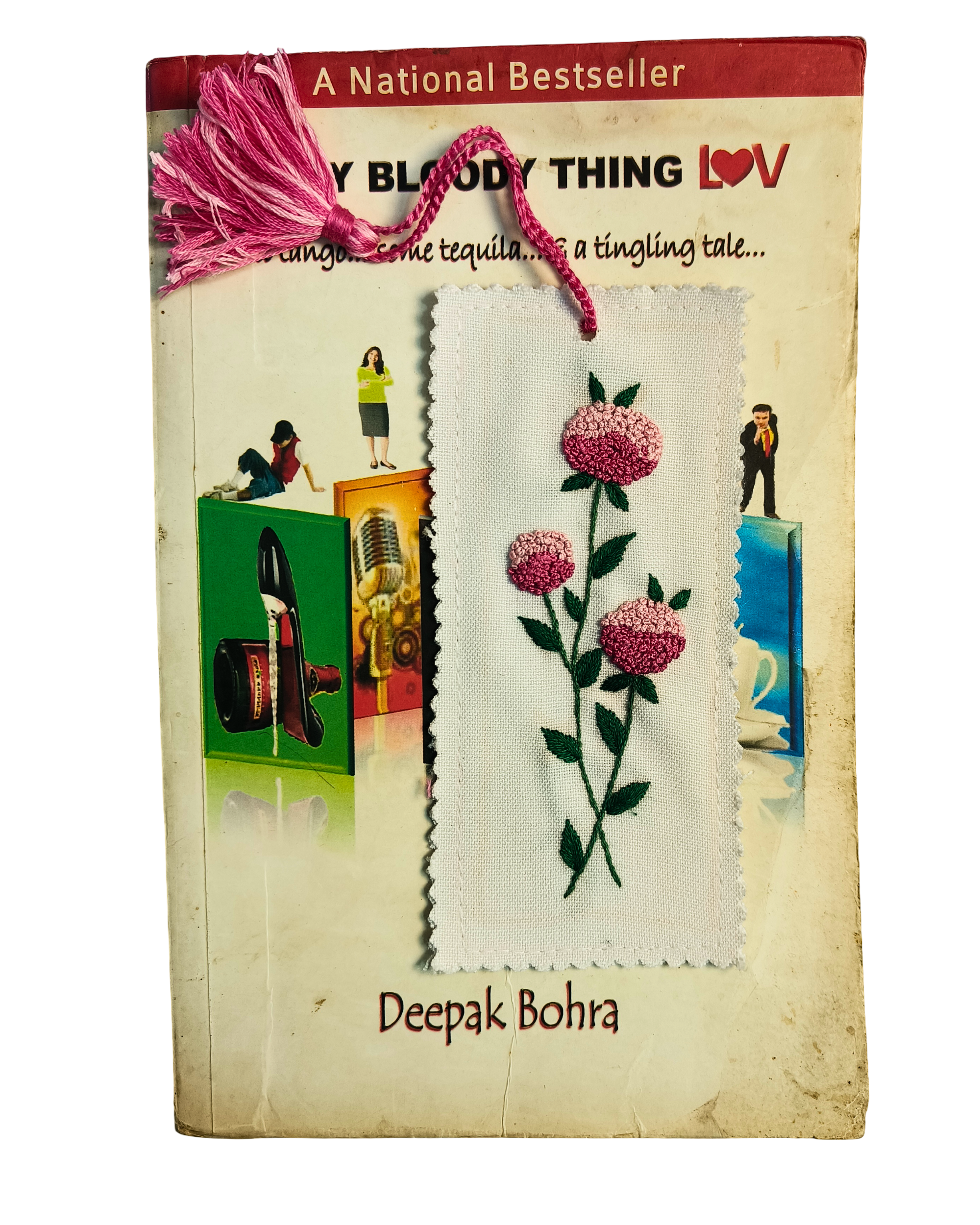 Pink Peony Bloom — Embroidered Bookmark